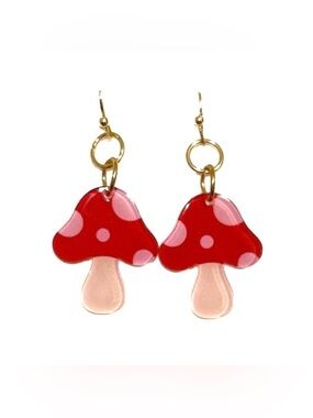 Red Mushroom Dangle Earrings